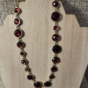 Festive Red Stone 18" Necklace with Goldtone Lobster Clasp Closing & Chain